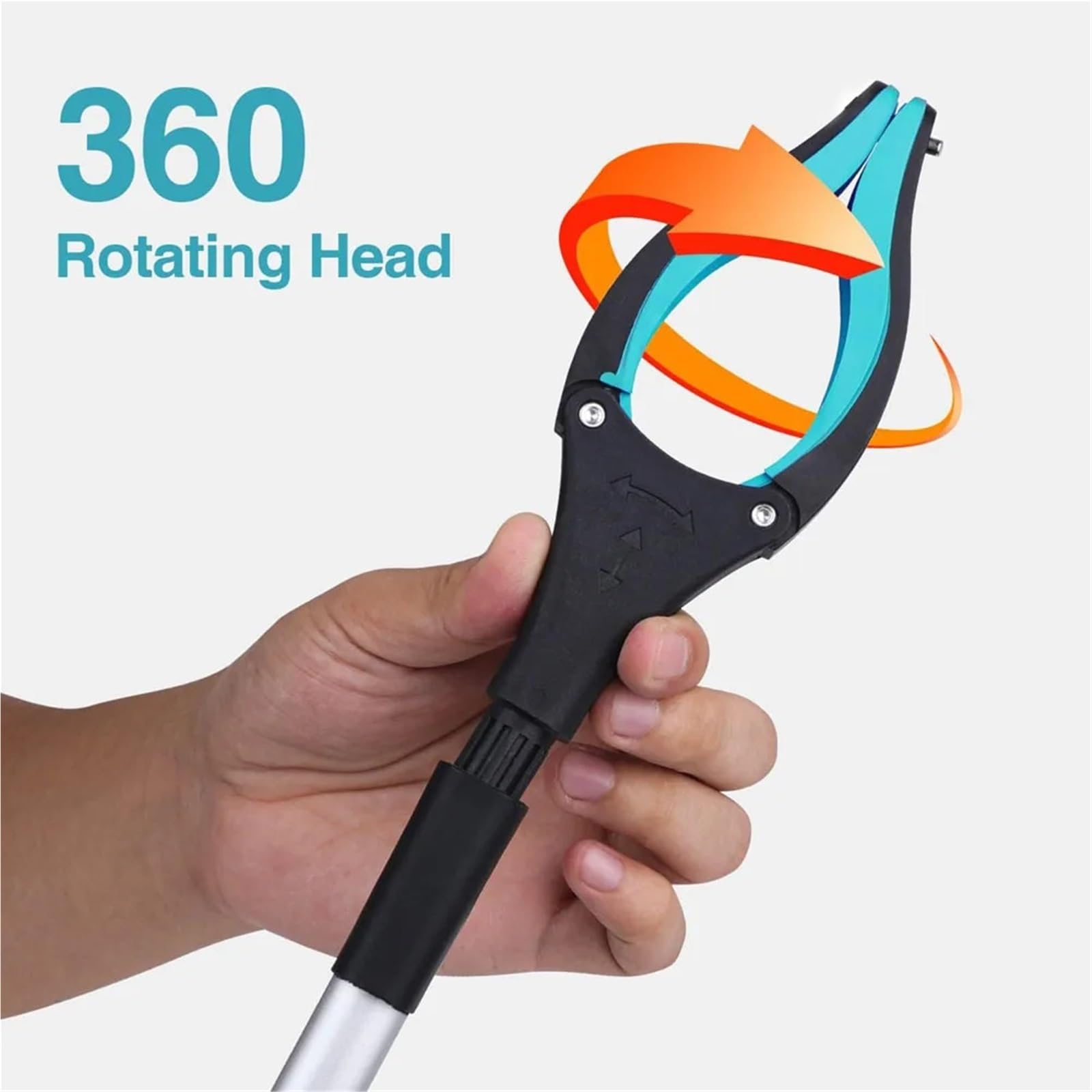 360-Grad-Greifwerkzeug, 32-Zoll-Müllsammler mit starker magnetischer Spitze, Krallengreifer, Greifer for ältere Menschen, drehbarer, faltbarer Für Zum Müllsammeln(Light Green)