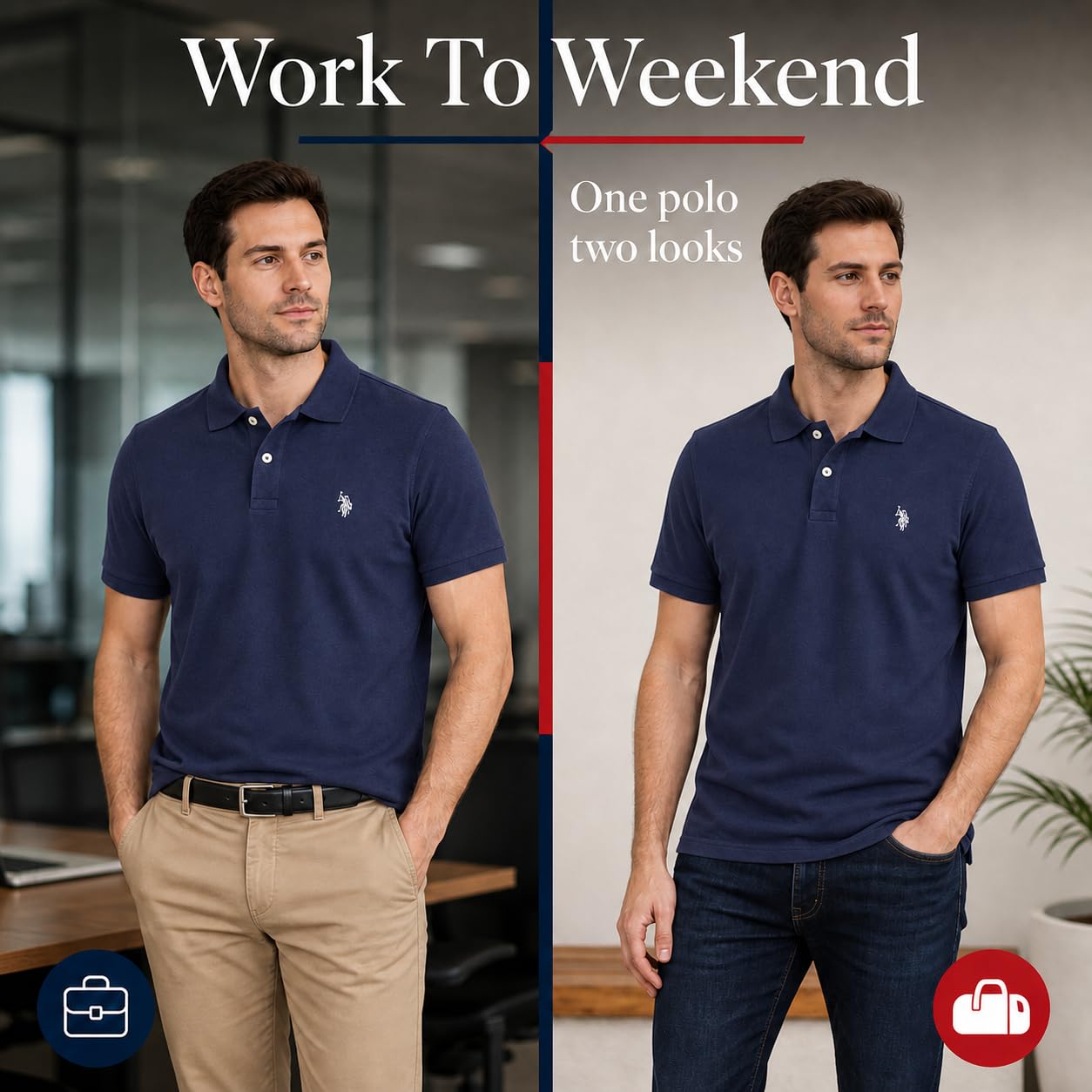 U.S. POLO ASSN. Męska koszulka polo Short Sleeve Solid Slim Fit Pique