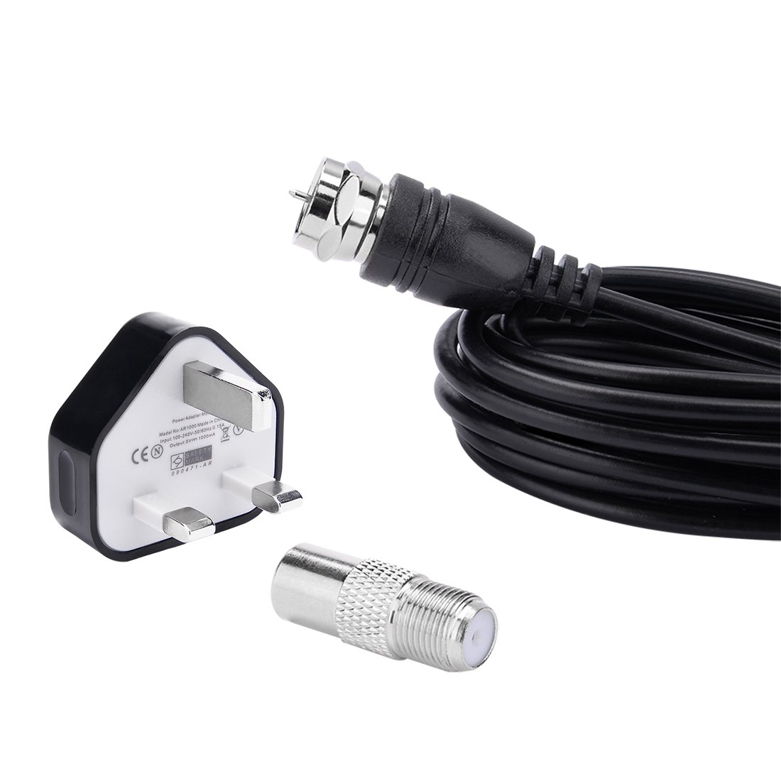 Aexit 50 mil Cyfrowa antena HDTV ze wzmacniaczem (U-_K p-lug) JD007-HD001(50 Les antennes Plat numérique Miles avec Alimenté par USB Digital TV Plat Antenne (Prise U-_K)