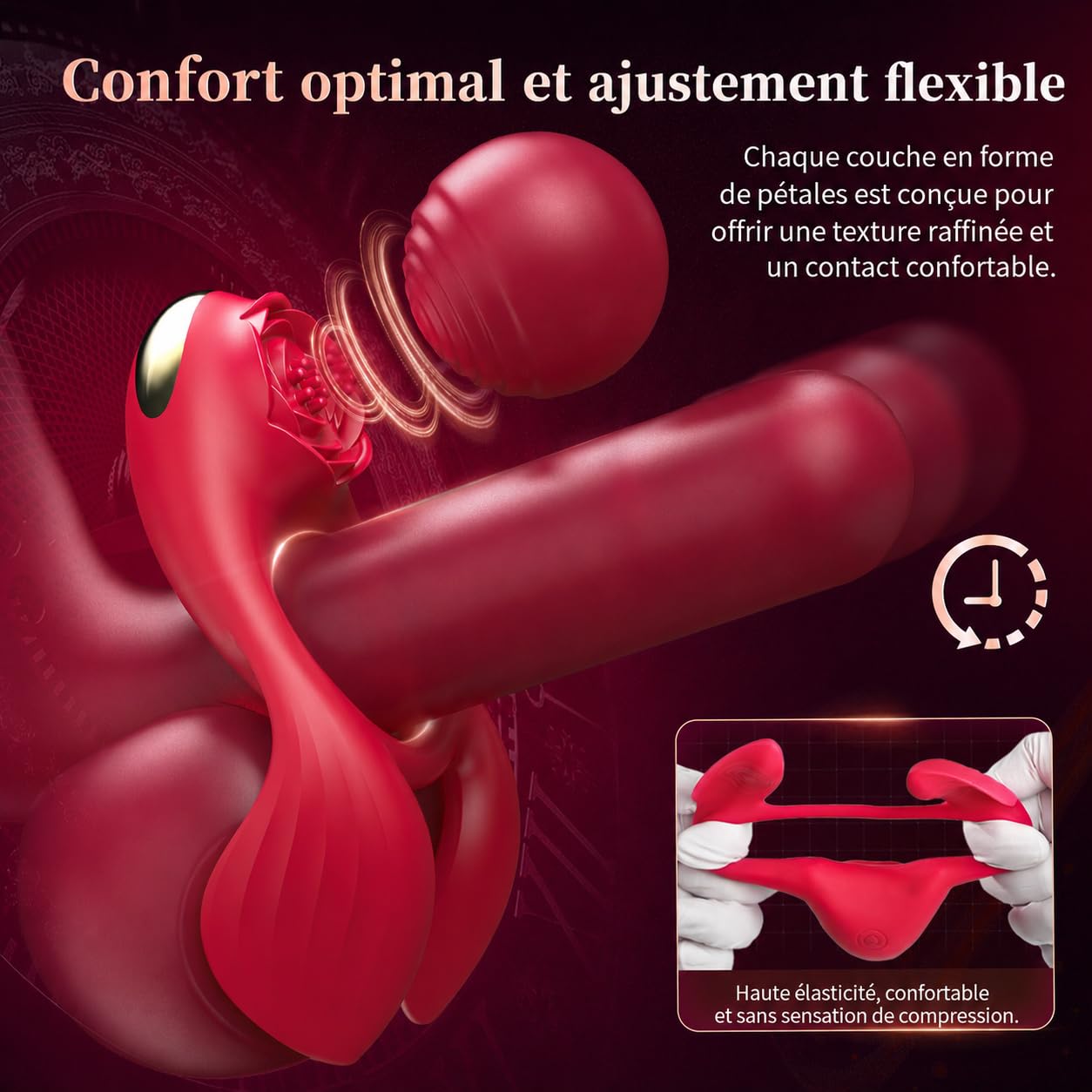 Sextoyse Couple Plaisir Anneau Penien - Anneau Homme 4 en 1 Sex Toys Homme Anneau Vibrant Pénis Clitoridienne Vibromasseur Anneaux de Pénis Sextoy Couple Cockring 3 Moteurs 7 Modes de Vibration