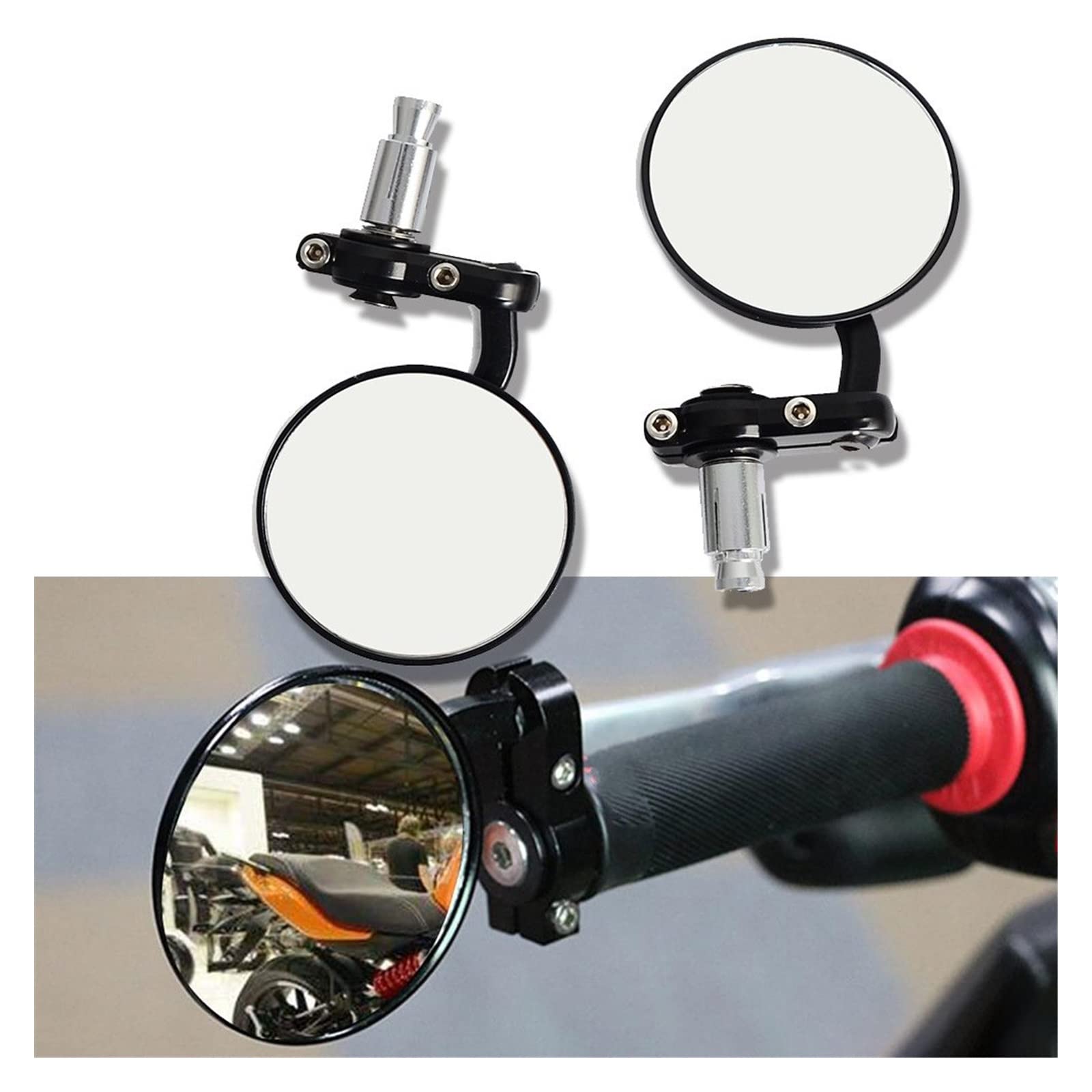 Rétroviseurs Moto 1 Ensemble Rétroviseur Vélo Moto Guidon Réglable Vélo Équitation Rond Ellipse Miroir pour Suzuki pour pour Kawasaki Rétroviseurs Latéraux de Moto