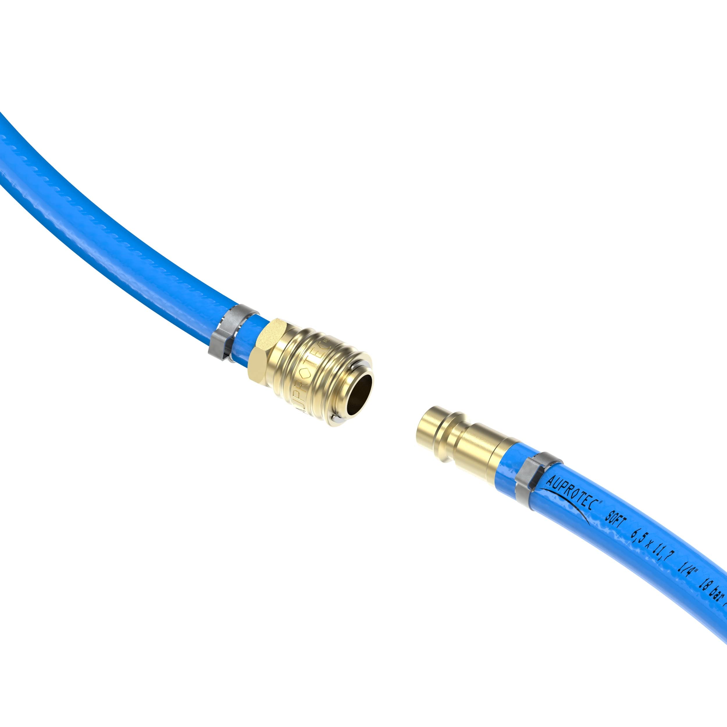 AUPROTEC set de manguera de aire comprimido Ø 6 mm interior, 3 m manguera de PVC con acoplador rápido de latón para compresores de aire, de compresor AUPROTEC altamente flexible