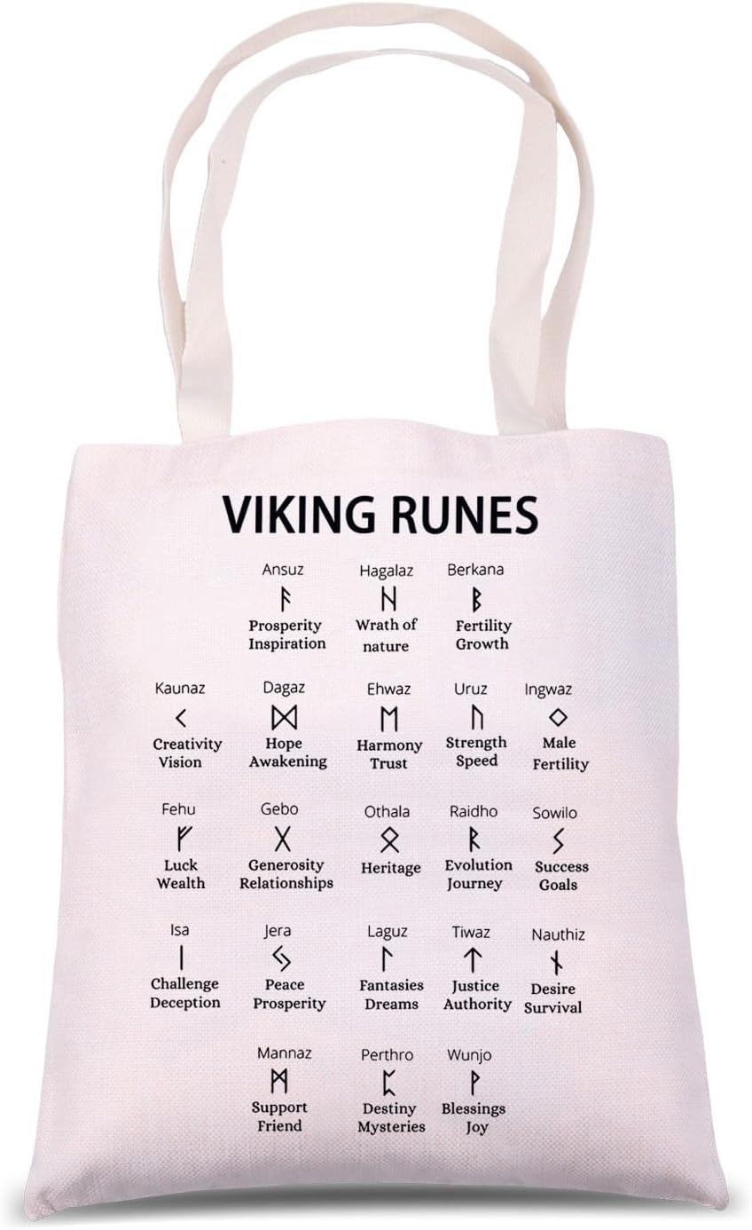 MNIGIUViking Runes Lover Gift Viking Runes Inspired Tote Bag Norse Mythology gift Norse Lover Gift Viking Sign Gift
