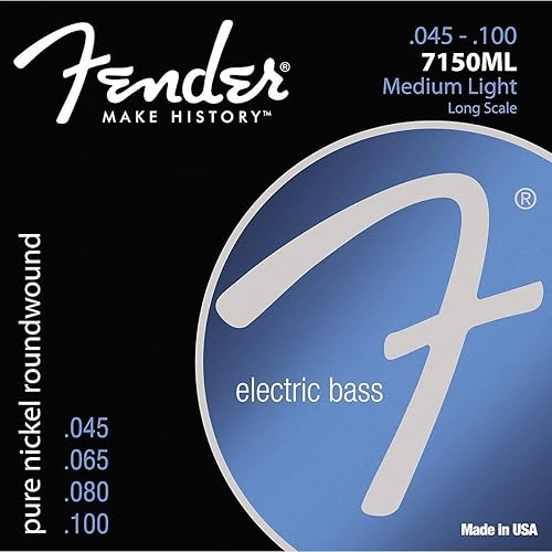 Fender Original 7150 Bass Strings, Pure Nickel Roundwound, Long Scale, 7150ML .045-.100