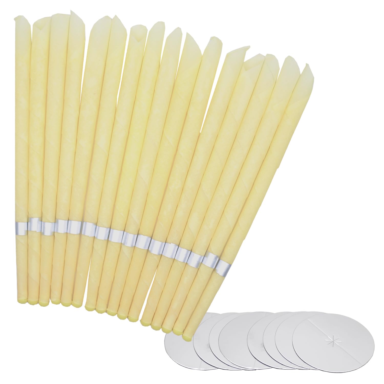 20 PCS Coni per orecchie,candele coniche, rimozione del cerume,- Cera d’Api e Mussola di Cotone Naturale con Filtri e Dischi Protettivi