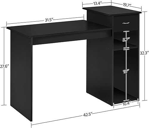 Miniatura 3 de Topeakmart Escritorio moderno para computadora, escritorio de computadora de oficina en casa de 47 pulgadas, estación de trabajo de escritorio de