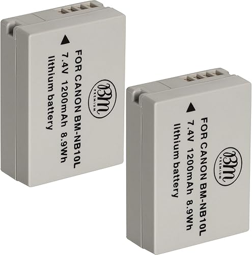 BM Premium Paquete de 2 baterías NB-10L para cámara digital Canon PowerShot G1 X, G3-X, G15, G16, SX40 HS, SX50 HS, SX60 HS