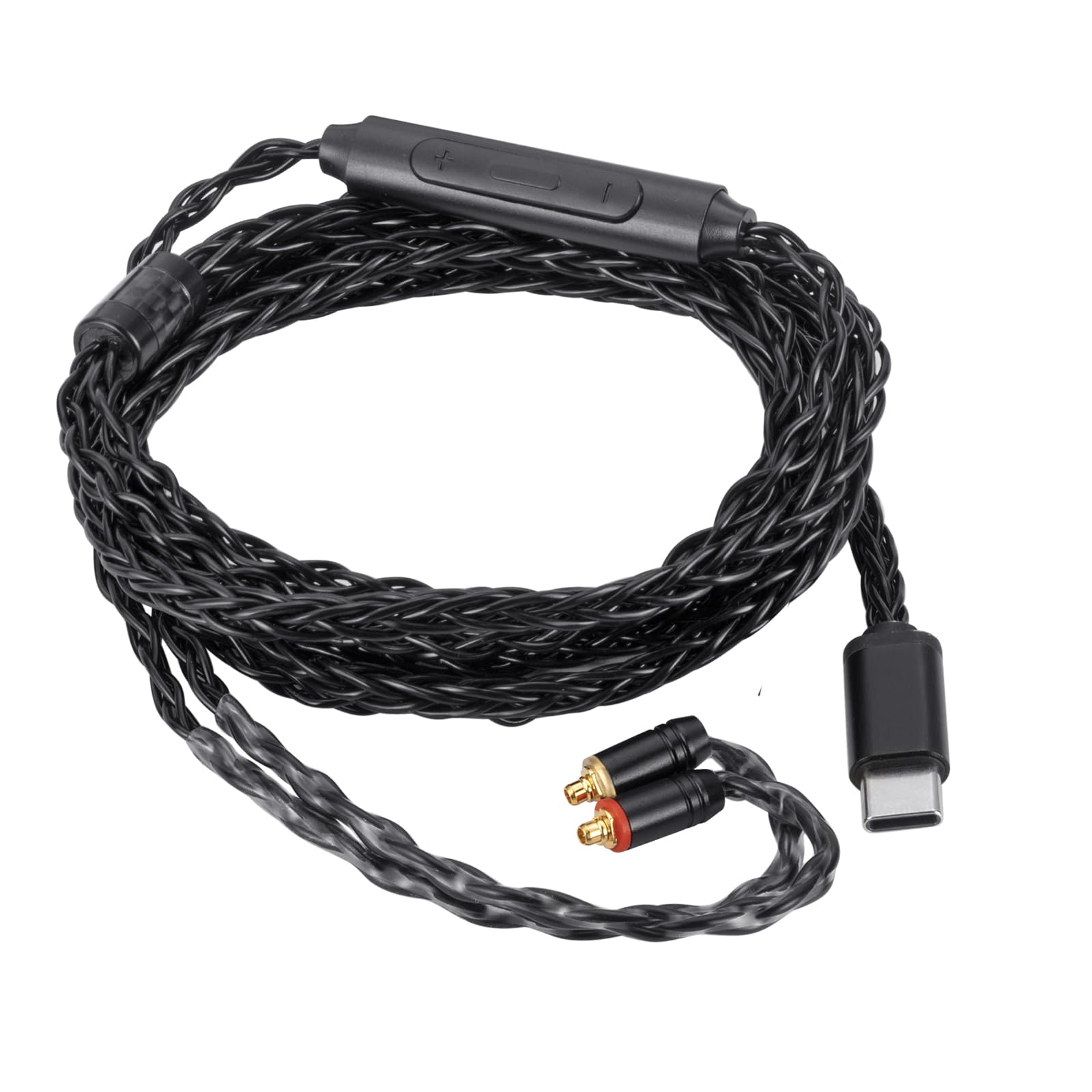 Alphatec Cable USB-C a Dual MMCX IEM Balance para auriculares, 8 núcleos OCC chapado en plata, actualización de audio digital ultra flexible para auriculares intraurales, control en línea (4 pies