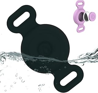 Waterproof Airtag Dog Collar Holder Compatible with Apple AirTag, Silicone Waterproof Air Tag Case for Dog Collar, Anti-Lost AirTag Holder for Pet Cat Dog GPS Tracker (Black)
