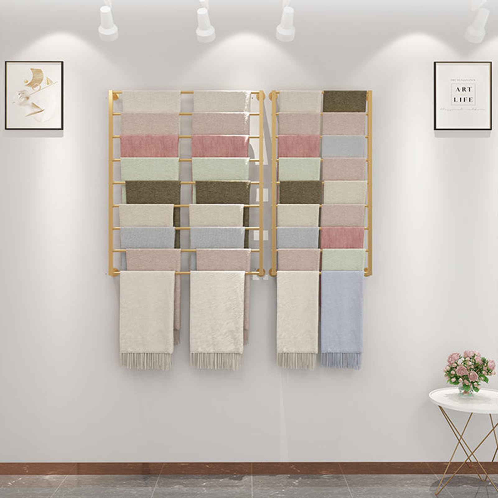 UWYTGF Scarf Display Stand Scarf Pants Storage Rack,Wall Mounted Scarf Display Rack Wall Wrapping Paper Organizer for Flower Shop,Tie Scarf Rack Belt Towel Holder Retail Stor