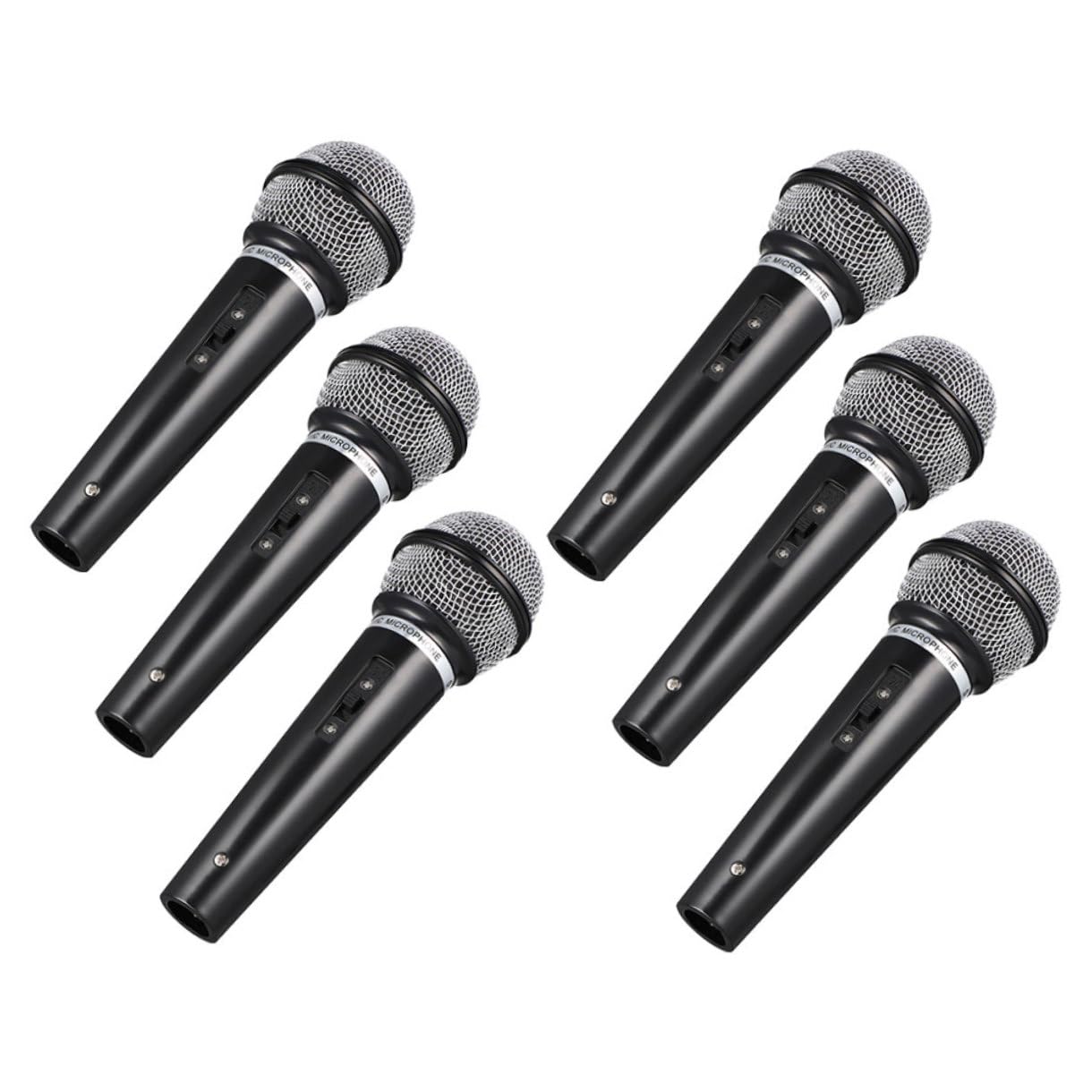Microfono Simulato 6 Pezzi in Plastica Nero per Karaoke | Realistico e Portatile, Set da 6, per Giochi Indoor e Esibizioni su Palco