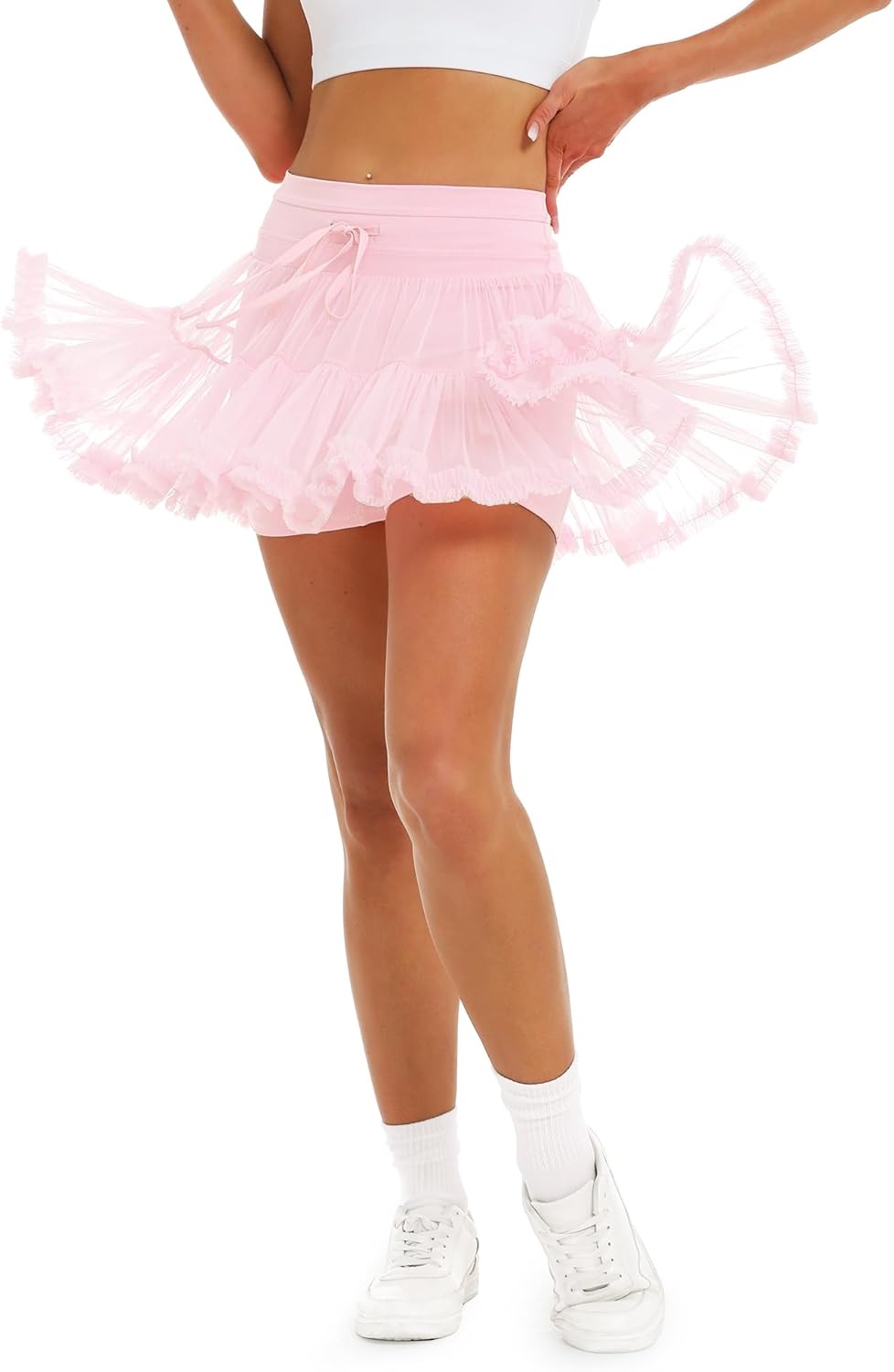 Stelle Women's High Waist Athletic Skorts with Shorts Pockets Ruffle Hem Flowy Skirts Mini Tiered Short Skirt Casual Summer - Image 7