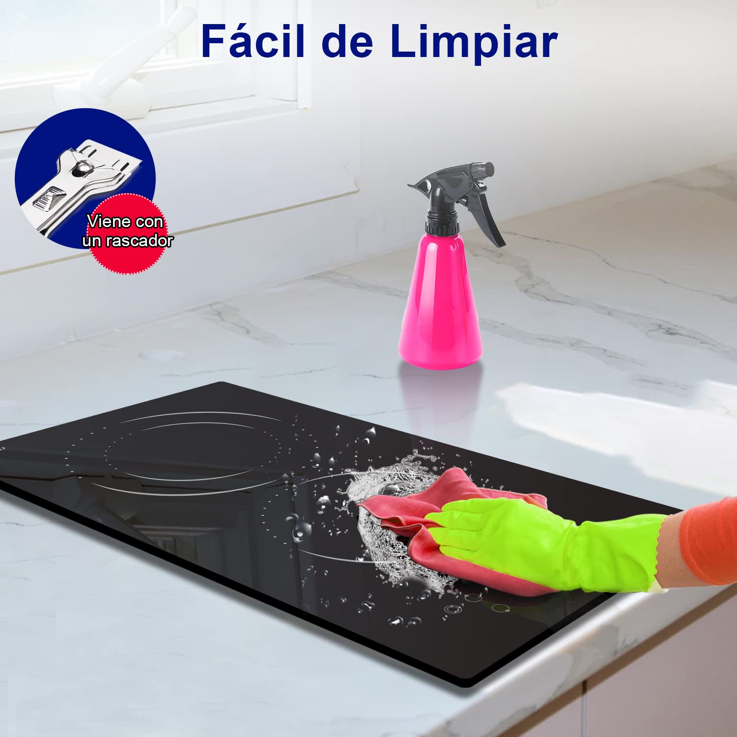 Placa Vitrocerámica 2 Fuegos 30cm, Placa Electrica Cocina Empotrable, 3200W | Hobsir, Control Táctil, Temporizador, 9 Velocidades, Bloqueo Para Niños, Protección Contra Sobrecalentamiento, Sin Enchufe