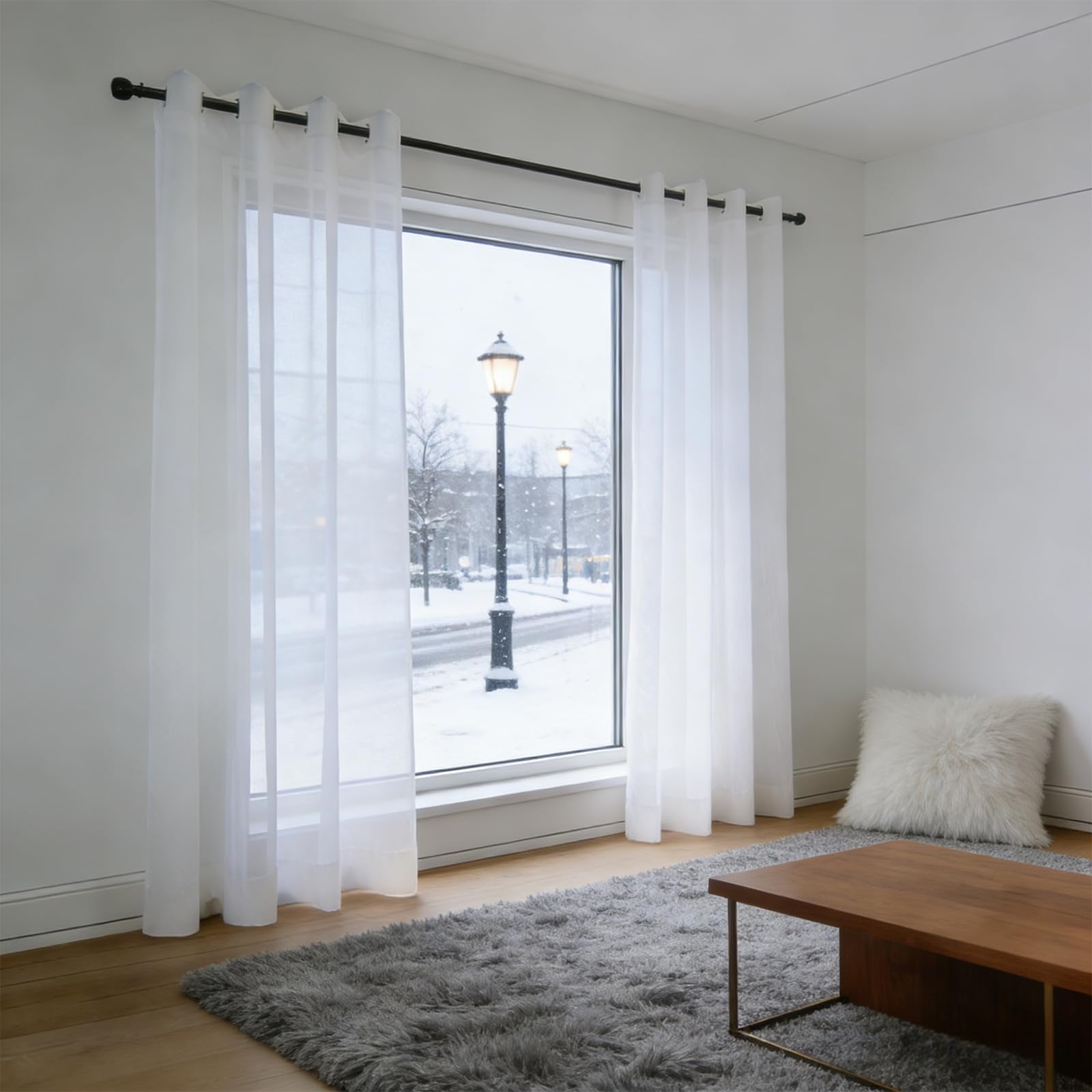 Firanka Z Woalu 145 x 210 cm Półprzezroczysty, Imitacja Lnu, Przelotka, Lekki, Przewiewny, Zwiewne Zasłony Z Plisami Ołówkowymi Do Salonu Sypialni Drzwi Balkonowych, Biały