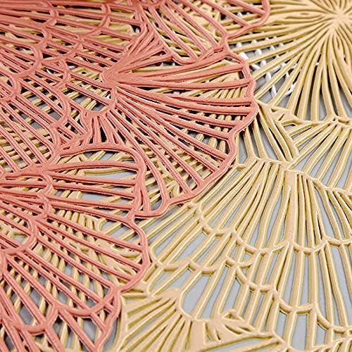 Image of Dakshya Industries Elegant Round Table Placemats Set of 2 (38x38 cm) PVC Waterproof Non-Slip Dining Mats (Copper)