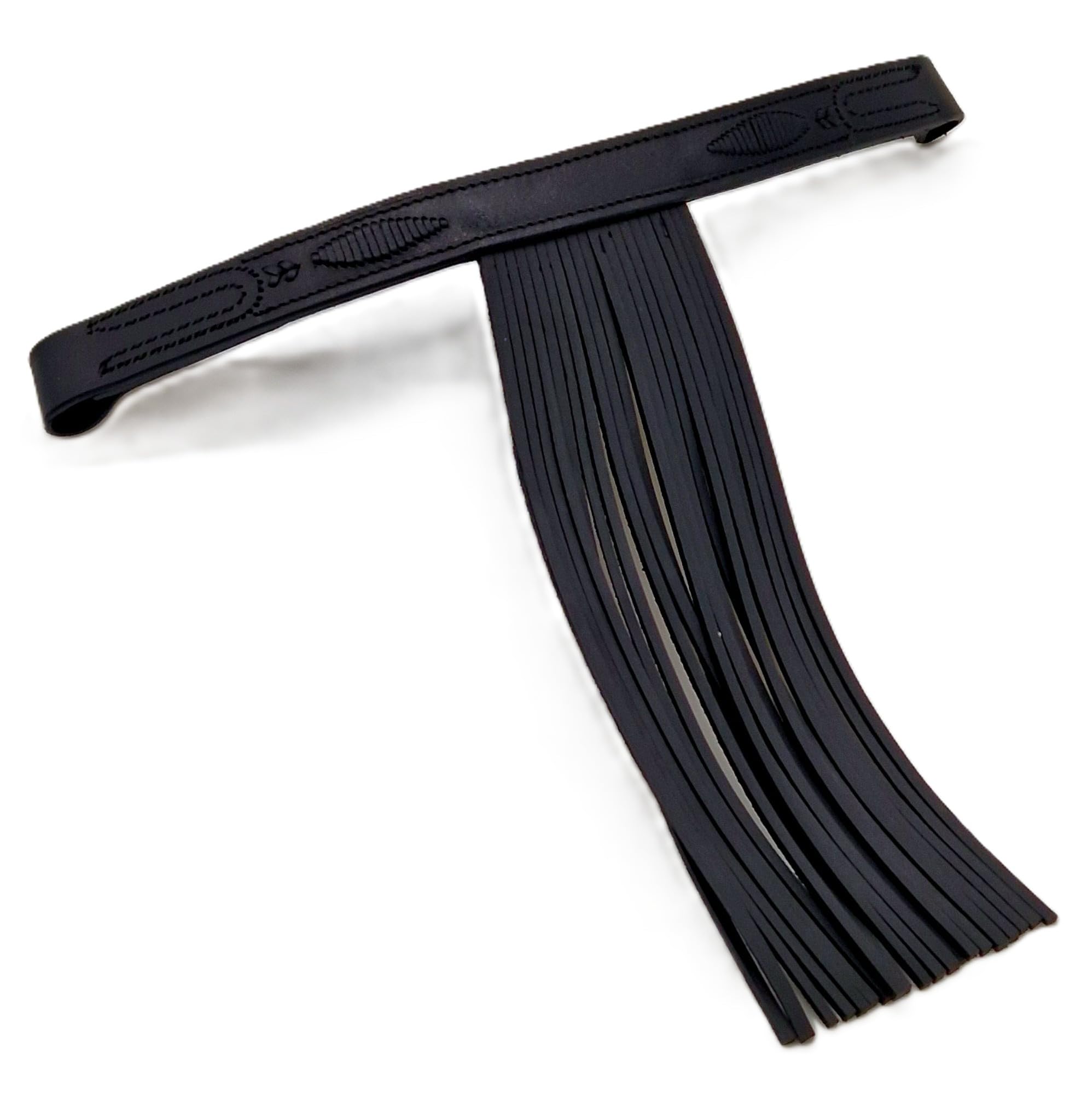 Tysons Breeches Stirnband Paolo spanisch Stirnriemen Schwarz Fransen Frotalera Pony VB WB Leder Fransenstirnband gerade Leder Lederstirnband (Vollblut 39 cm)