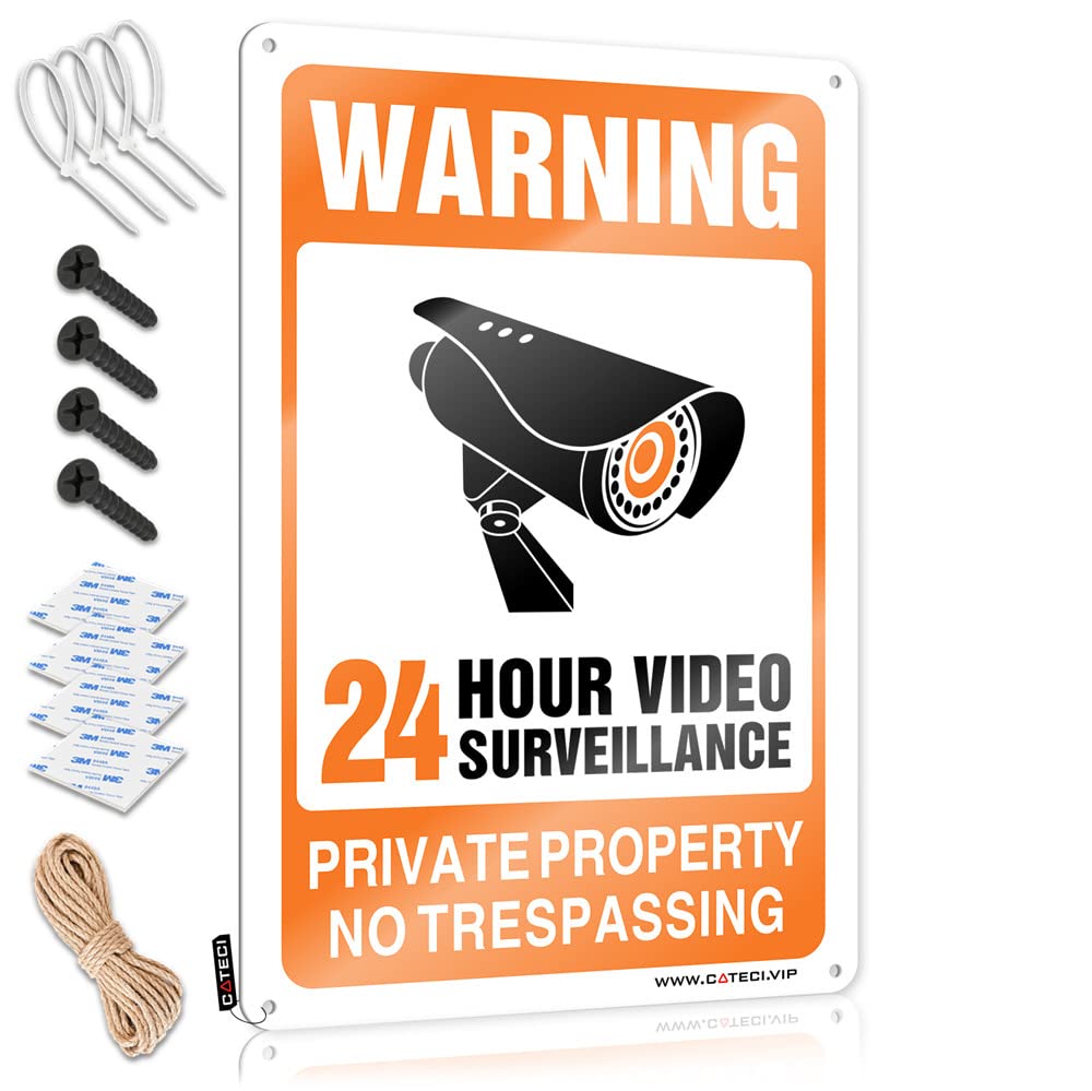 Man Cave Funny Signs 24 Hour Video Surveillance Sign Tin Funny Tin Sign Funny House Decor(30X40CM)