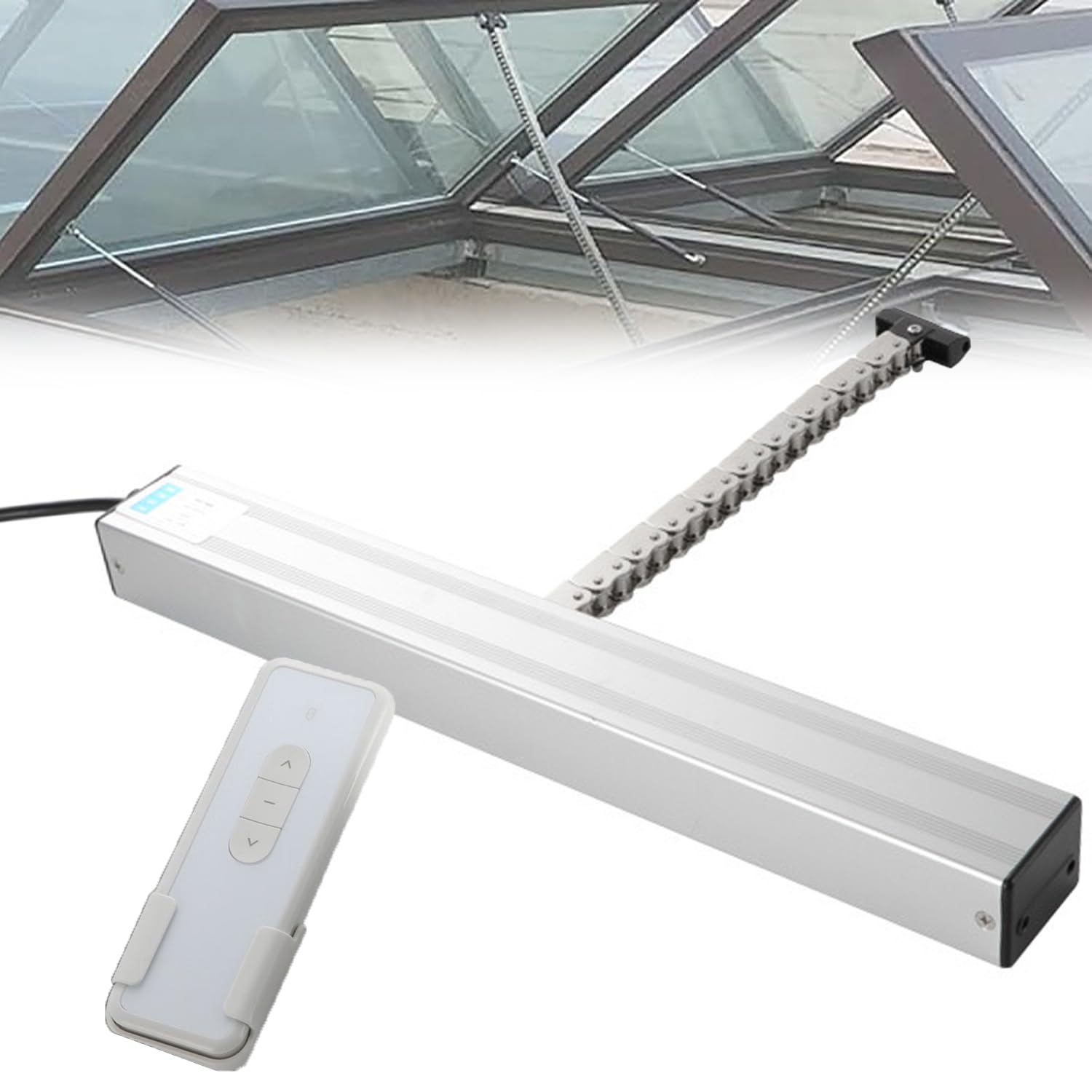Abridor eléctrico de ventana para techos altos con mando y sensor de lluvia