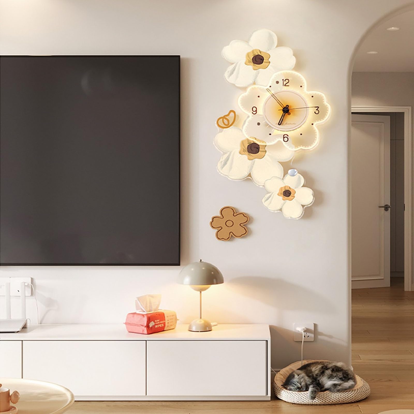 Reloj Cocina Reloj de Pared Decorativo Flores Creativas 3D