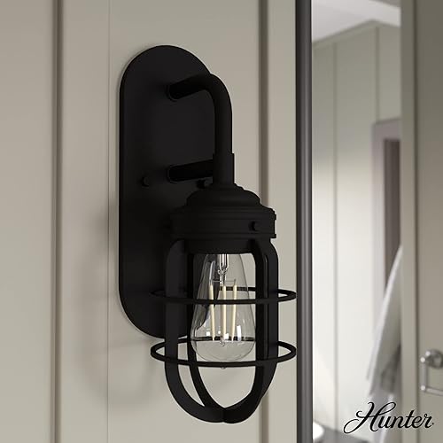 Miniatura 2 de Hunter - Starklake Hierro negro natural de 1 luz, luz pequeña, regulable, para dormitorios, cocinas, vestíbulos, baños - 19668