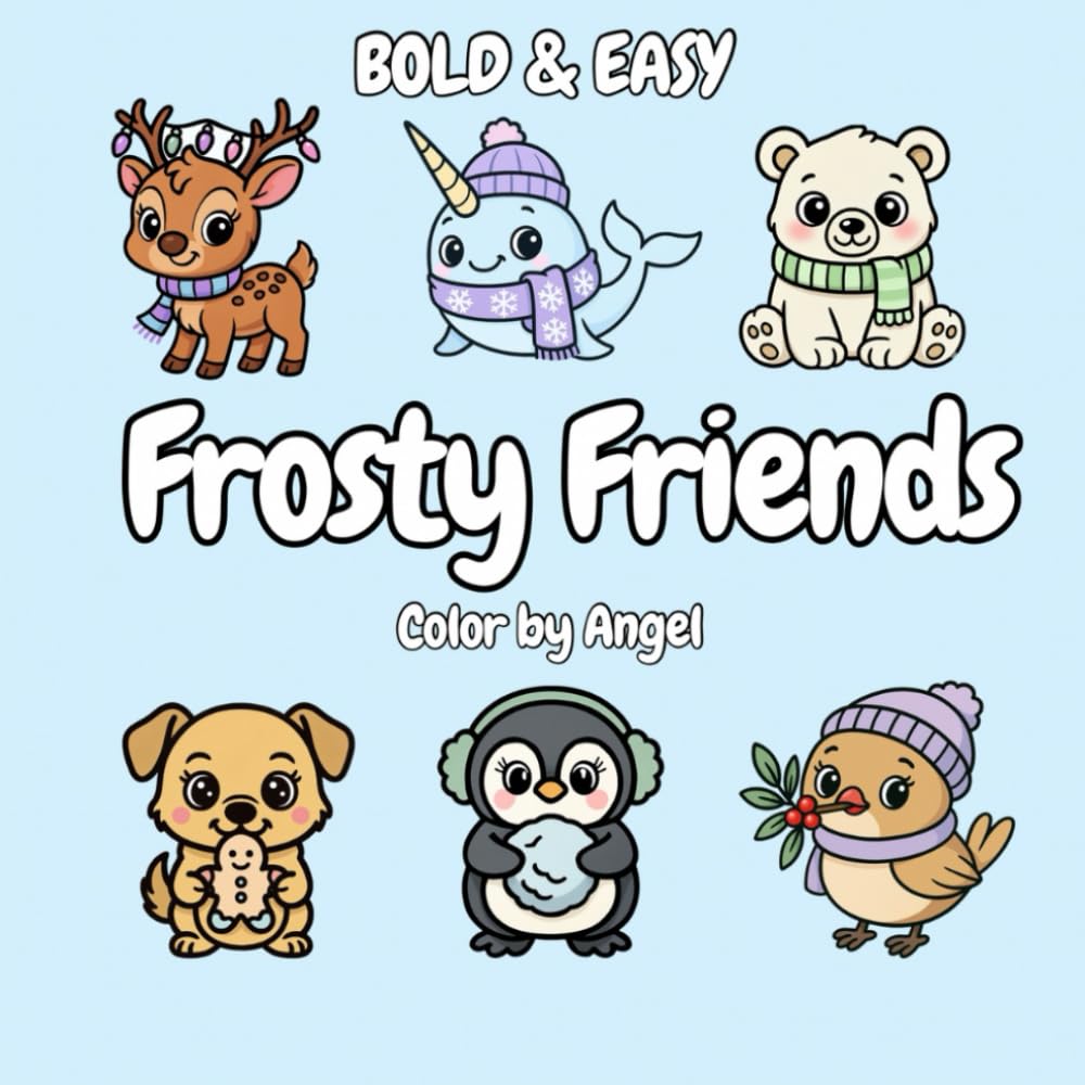 Frosty Friends: Bold & Easy Coloring Book for Adults & Children