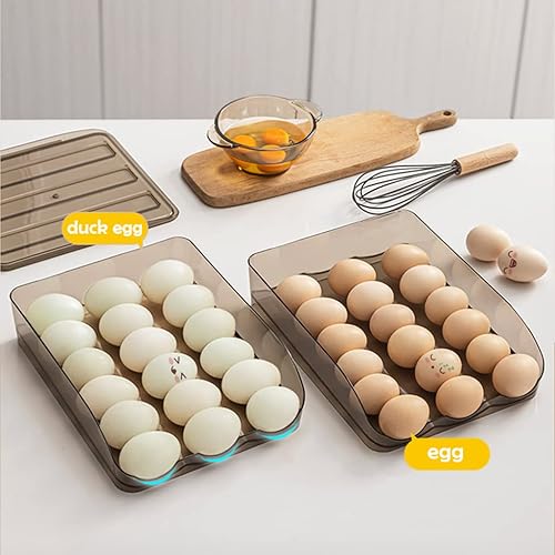 Miniatura 5 de Contenedor de huevos para refrigerador 18 unidades soporte de plástico transparente bandeja de almacenamiento de huevos reutilizable con tapa