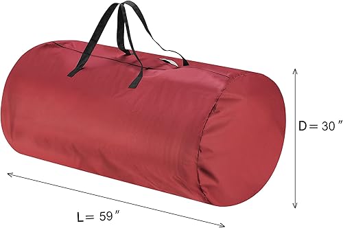 Miniatura 5 de Tiny Tim Totes Bolsa de almacenamiento para árbol de Navidad, lona redonda de alta calidad, se adapta a árboles de hasta 12 pies, color rojo