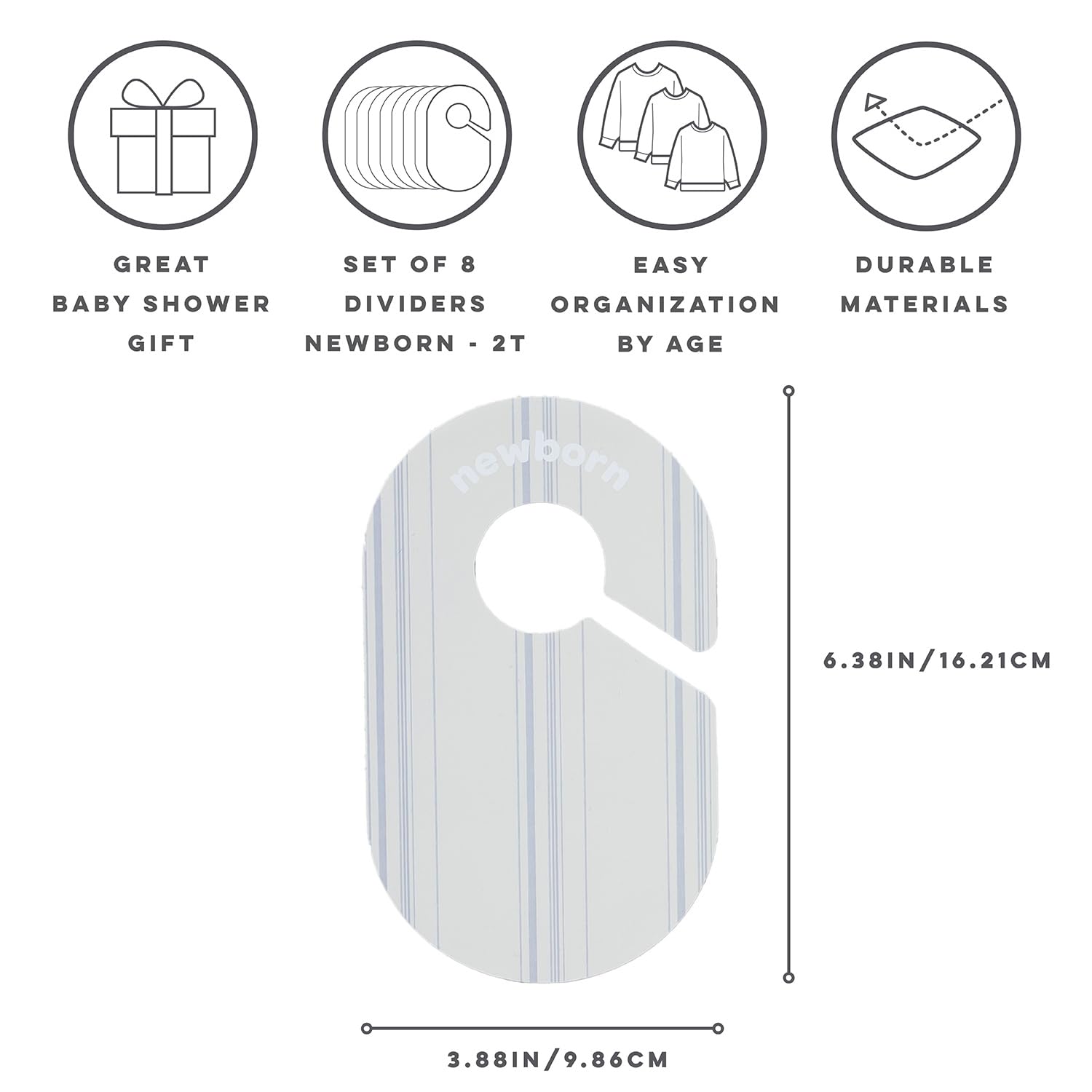 3 Sprouts Baby Wardrobe Dividers Set of 8, Hanger Closet Divider, Baby Clothes Organiser - Image 3