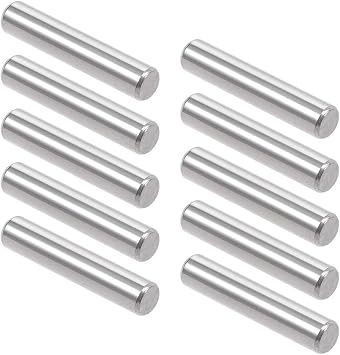 TOP-VIGOR 10Pcs 6mm x 30mm Dowel Pin Shelf Support Pegs, 304 Stainless Steel Cylindrical Shelf Support Pin Fasten Elements Silver Tone