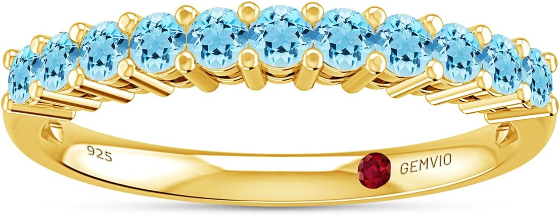 Collection 1/3 CTTW Round Cut Gemstone Half Eternity Stackable Engagement Anniversary Wedding Band Ring In 14K Gold Over Sterling Silver(0.33 Cttw) Valentine's Day Gift For Her