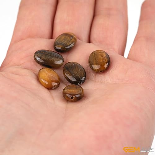 Miniatura 5 de GEM-Inside - Cuentas ovaladas naturales de 0.394 x 0.551 in, ojo de tigre amarillo, piedras preciosas de energía curativa para la fabricación de