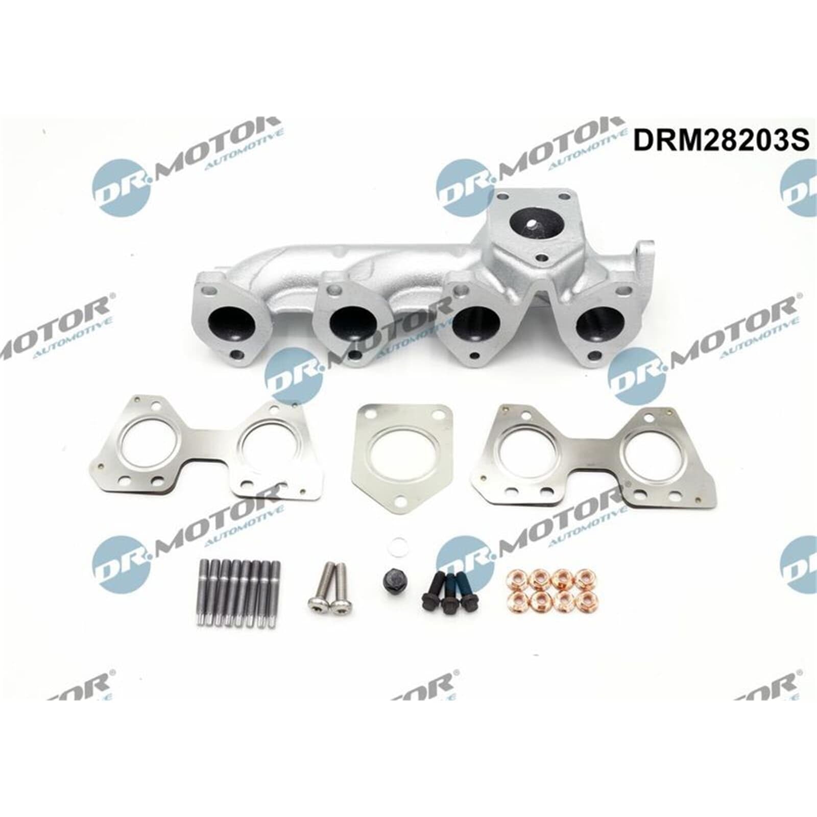 DR.MOTOR AUTOMOTIVE DRM28203S Collettore di scarico con guarnizioni con materiale di fissaggio con viti compatibile con BMW 3 Touring E91 11627797389 11627810182 | DRM28203S adatto per 1.6 2.0d Diesel N47 95-184PS