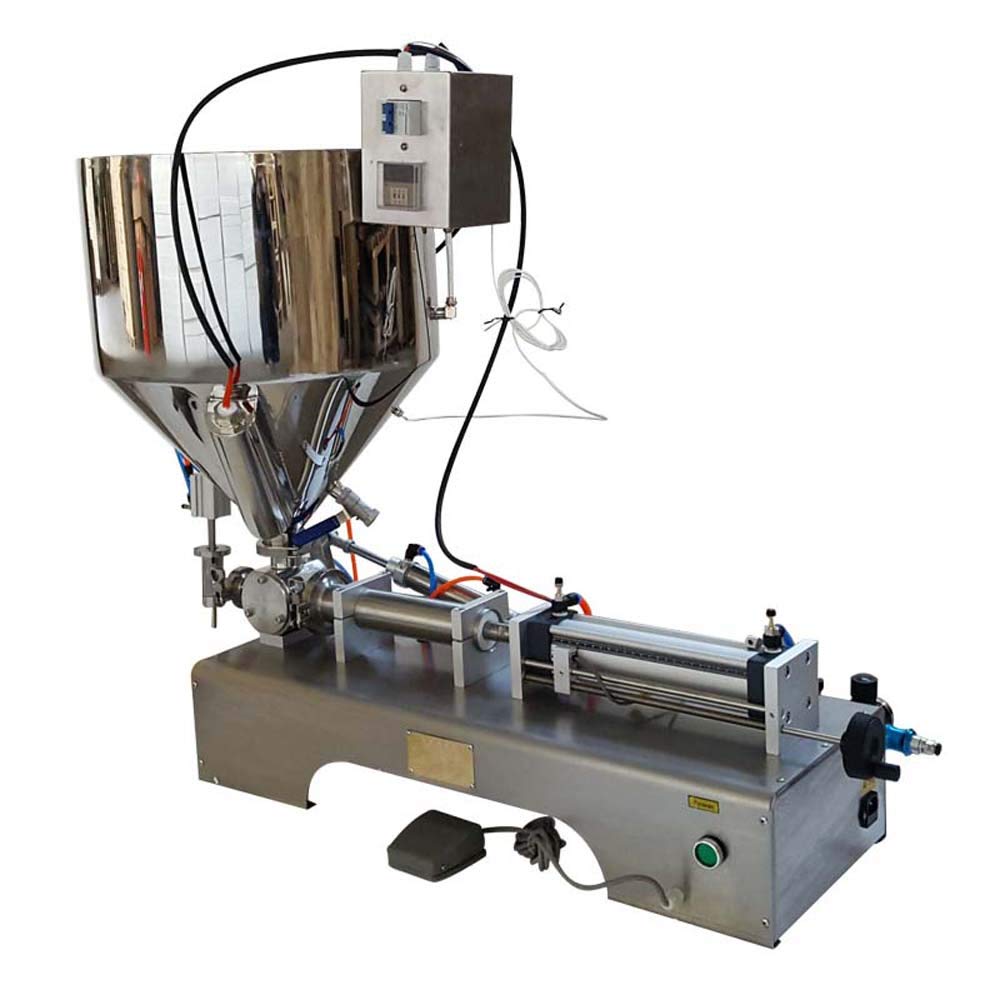 INTBUYING 110V Liquid and Paste Filling Machine with Heating Function 30-300ml One Nozzle New Type Hopper