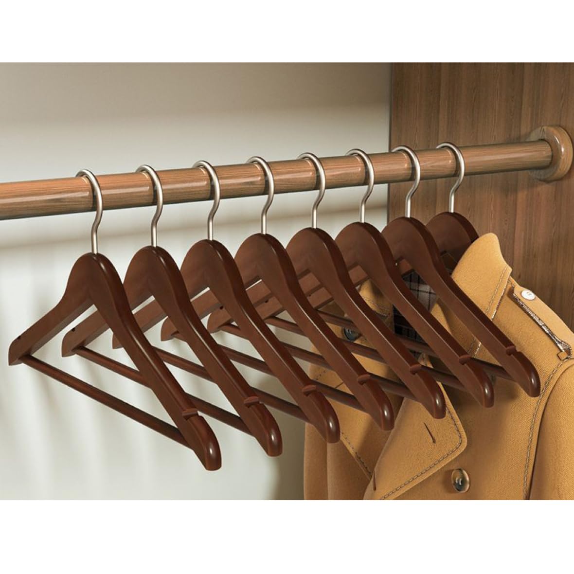 Amazon.co.jp: 木製ハンガー スーツ 20本 ブラウン2 ダークブラウン