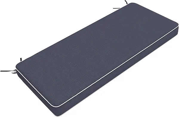 LVTXIII Bench Cushion 45 Inch with Ties, Patio Furniture Window Seat Cushions, Water-Repellent Bench Cushions for Outdoor/Indoor Porch Swing and Loveseat, 45"x18"x3", Navy Textured