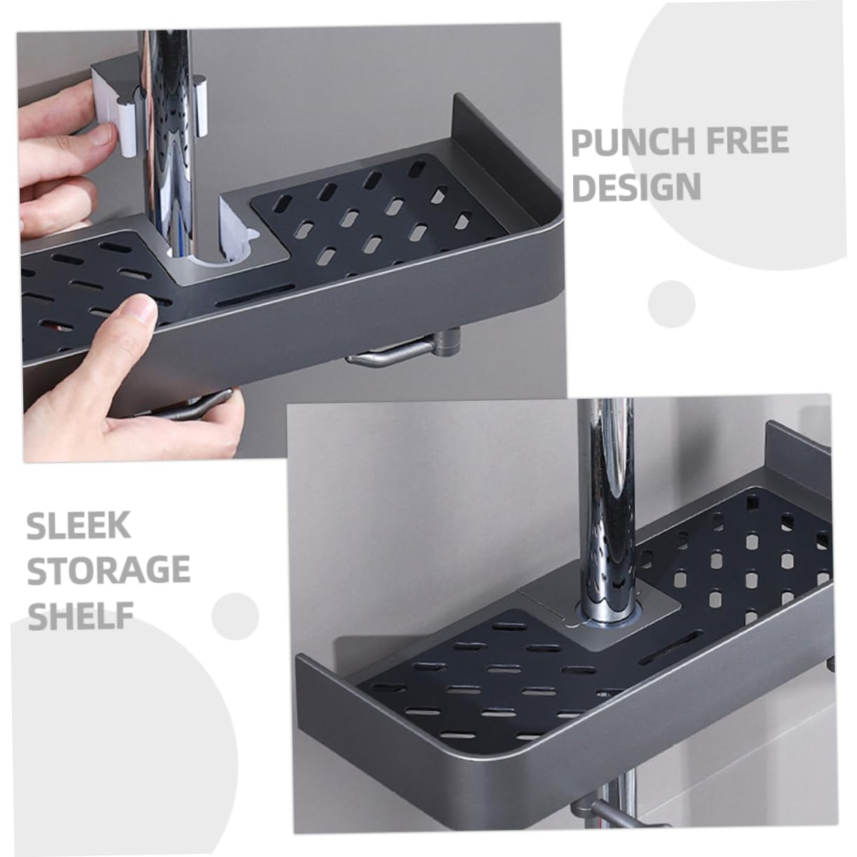 OUNONA 2 Pezzi Mensola Doccia per Organizer Design Foratura Moderno e Capacità Stoccaggio per Shampoo e Accessori Doccia