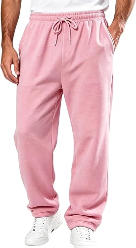 Track Pants Men Loose Fit Mens Casual Pants Baggy Soft Joggers Classic Side Pock