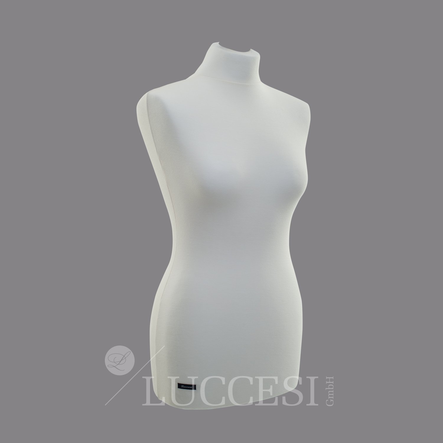 Maniquí Hombre/Mujer Maniquí de busto tamaño/Size S, M, M de l, L, L de XL, XL Busto con funda color crema de color blanco y pie Calvados