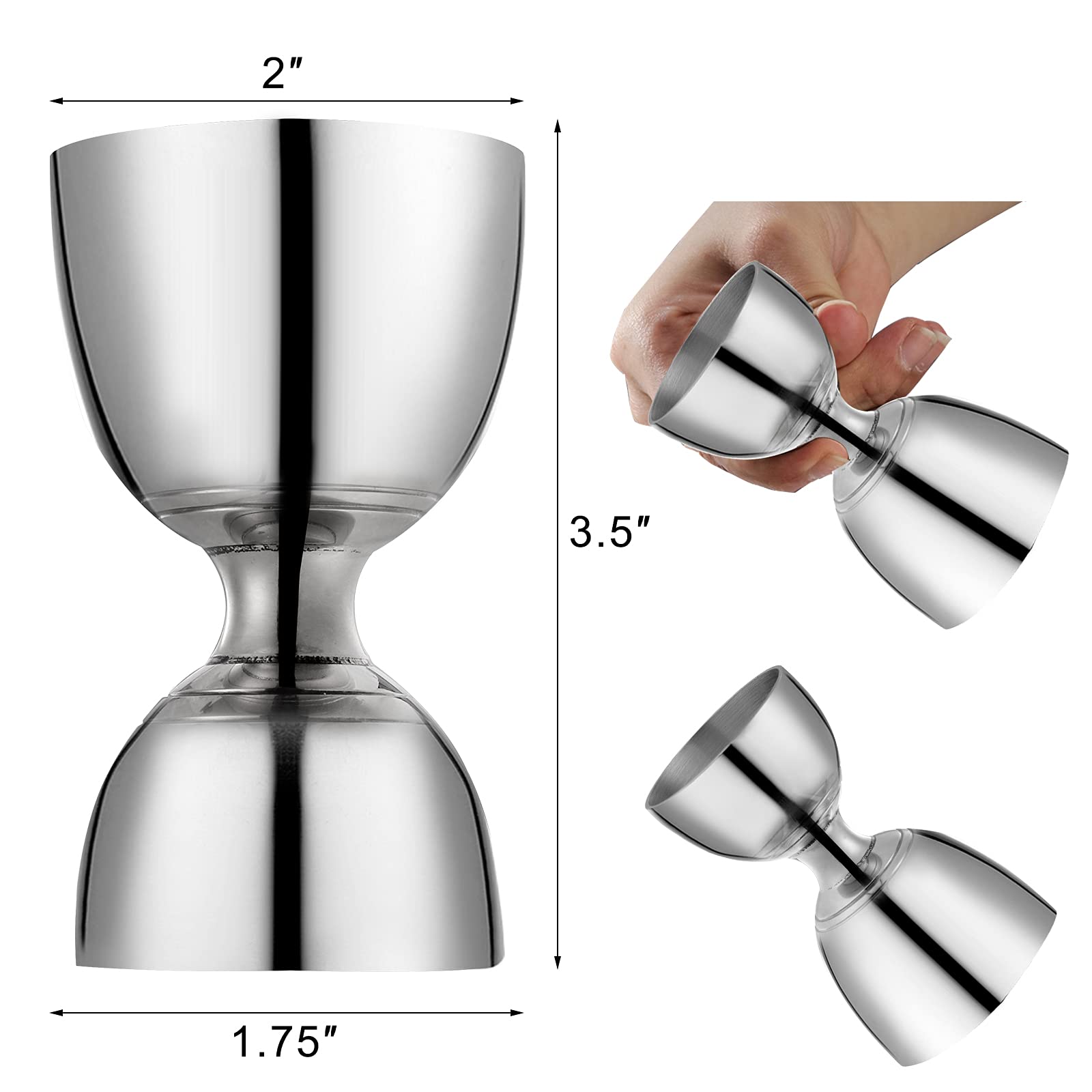 Set Da 2 Jigger In Rame Fasmov Per Cocktail – Doppio Misurino Da Bartending – 1 1/2 Oz Con Scale Graduate