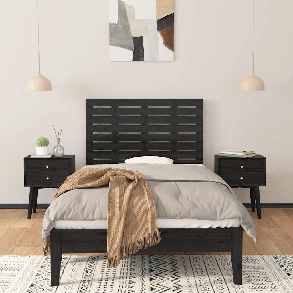 SYDE Cabecero De Pared Pino Macizo Negro 106x63 cm