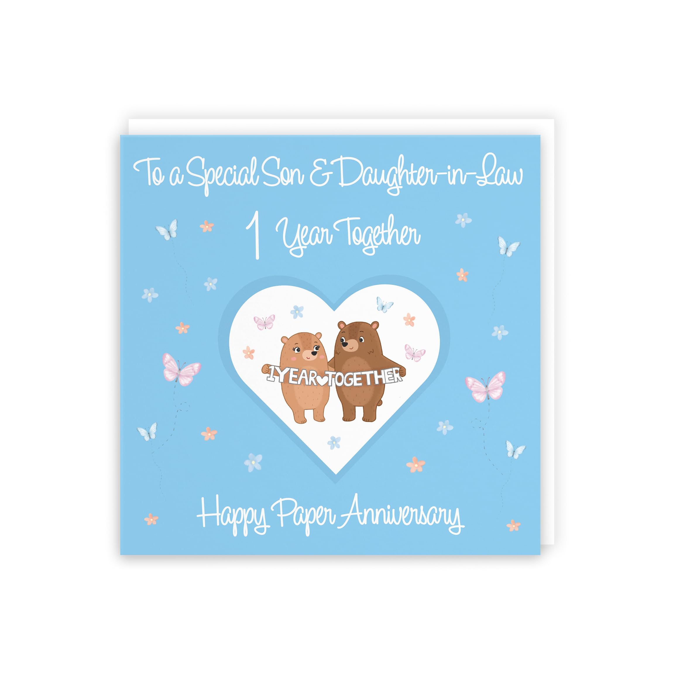 Hunts England, Son & Daughter-in-Law 1st Anniversary Card, 1 Year, Paper Anniversary, Romantic Meadows, Fun Card - Image 3
