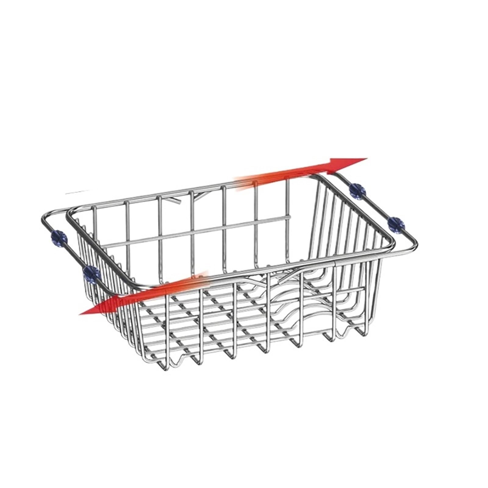 DSFVERVD Drain rack Adjustable Drain Baskte Stainless Steel Sink Tableware Rack Kitchen Fruit Drainer Expandable Vegetable Washing Basin Dish(L)