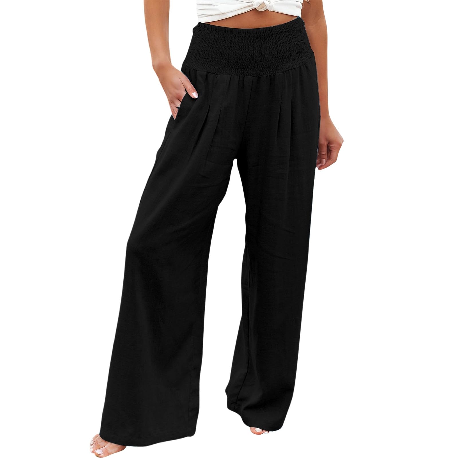 Pantalon taille haute pour femme coupe ample éliminant l'inconfort - 5