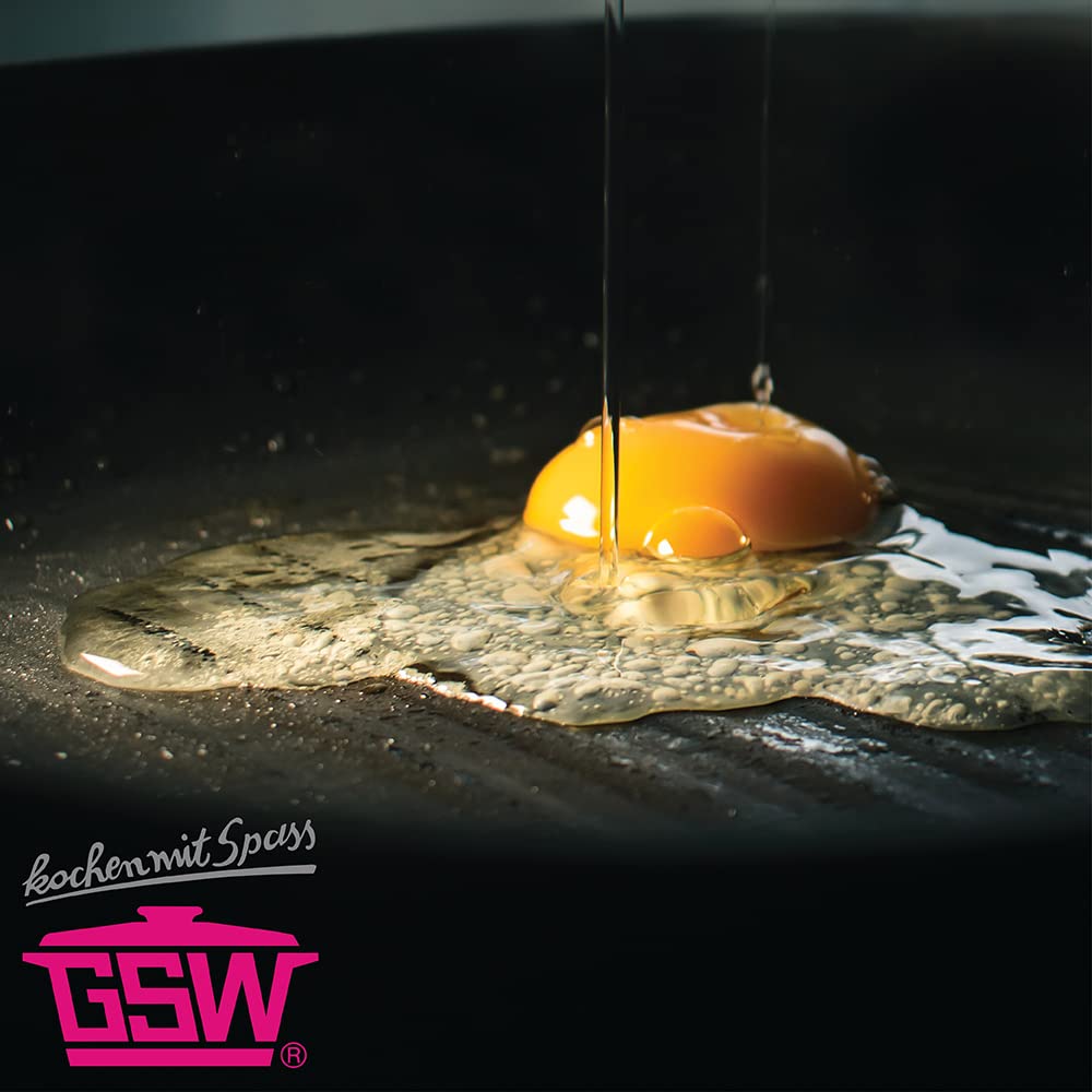 GSW Casseruola universale Gourmet Granito – arrosto di alta qualità con coperchio, ideale per stufare, grigliare e arrostire, anche per induzione e forno – nero in alluminio pressofuso, 6 litri