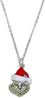 GAUEIOUR Santa Claus Red Hat Necklace,Diamond Hip Hop Christmas Necklace, Creative European and American Fashion Necklaces