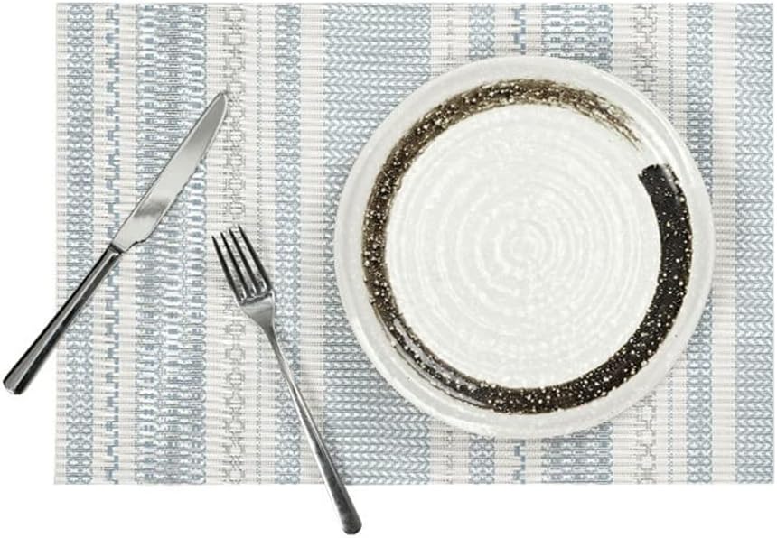 PVC Placemats Ins Wind Striped Insulation Mat Hotel Restaurant Western Food Plate Mat Washable Table Mat(E)