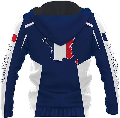 Miniatura 8 de Vybonz - Camisa personalizada de Francia para hombres y mujeres, Torre Eiffel París, camiseta con capucha de Francia, ropa de fútbol con bandera