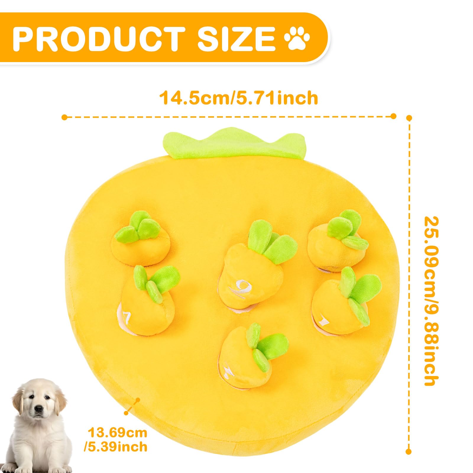 Gigantyczna zabawka dla psa z marchewką - ciche puzzle w chowanego dla małych, średnich i dużych psów, bez piszczących pluszowych zabawek wzbogacających (zestaw farmy marchewki), stymulacja psychiczna