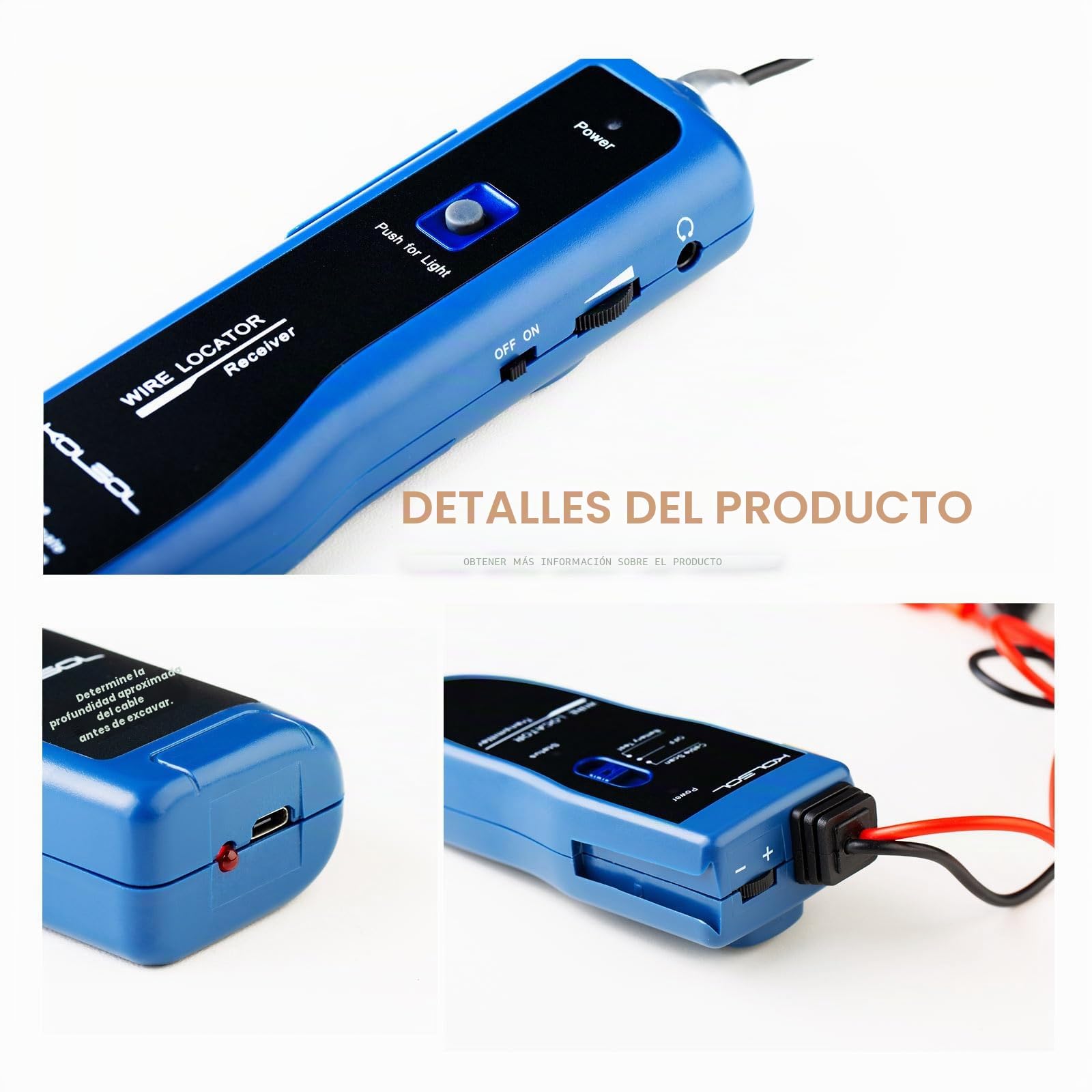 Probador de cables subterráneo F02 Pro con batería recargable de 1100 mAh para localizar cables y cables de control, cables de valla de mascotas