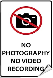 No Photography No Video Recording Security Sign LABEL DECAL STICKER 9 inches x 12 inches